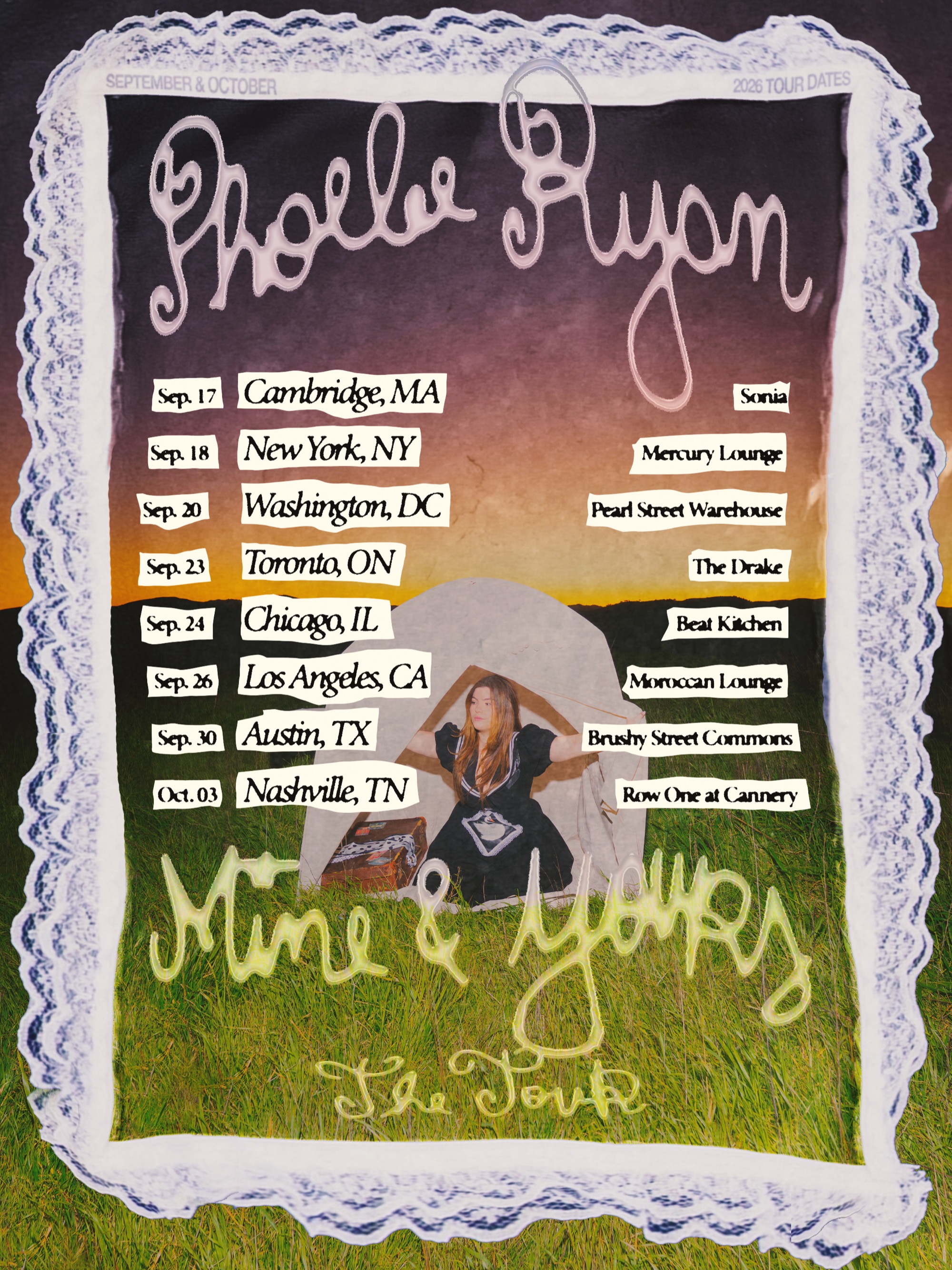 Phoebe Ryan — Mine and Yours, Fall 2026 Tour poster with all eight dates